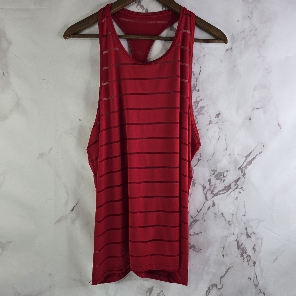 Athletic Works Tank Top Womens XL Red Sheer Striped Racerback Havana